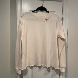 NWT Balance Collection Size S Cream Embroidered Ombré Love Soft Crew Sweatshirt